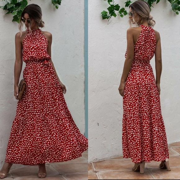 Boho gypsy dot halter maxi dress - Picture 2 of 4